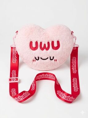 Squishable Fuzzy Candy Heart UWU Crossbody Bag